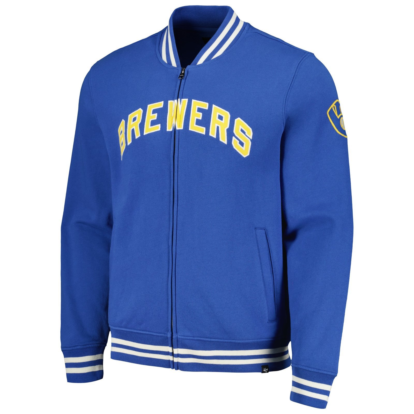 Milwaukee brewers pack pro camden full zip track varsity jacket blue