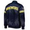 Milwaukee brewers pick roll full snap satin varsity jacket navy 1