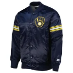 Milwaukee Brewers Pick & Roll Navy Satin Jacket