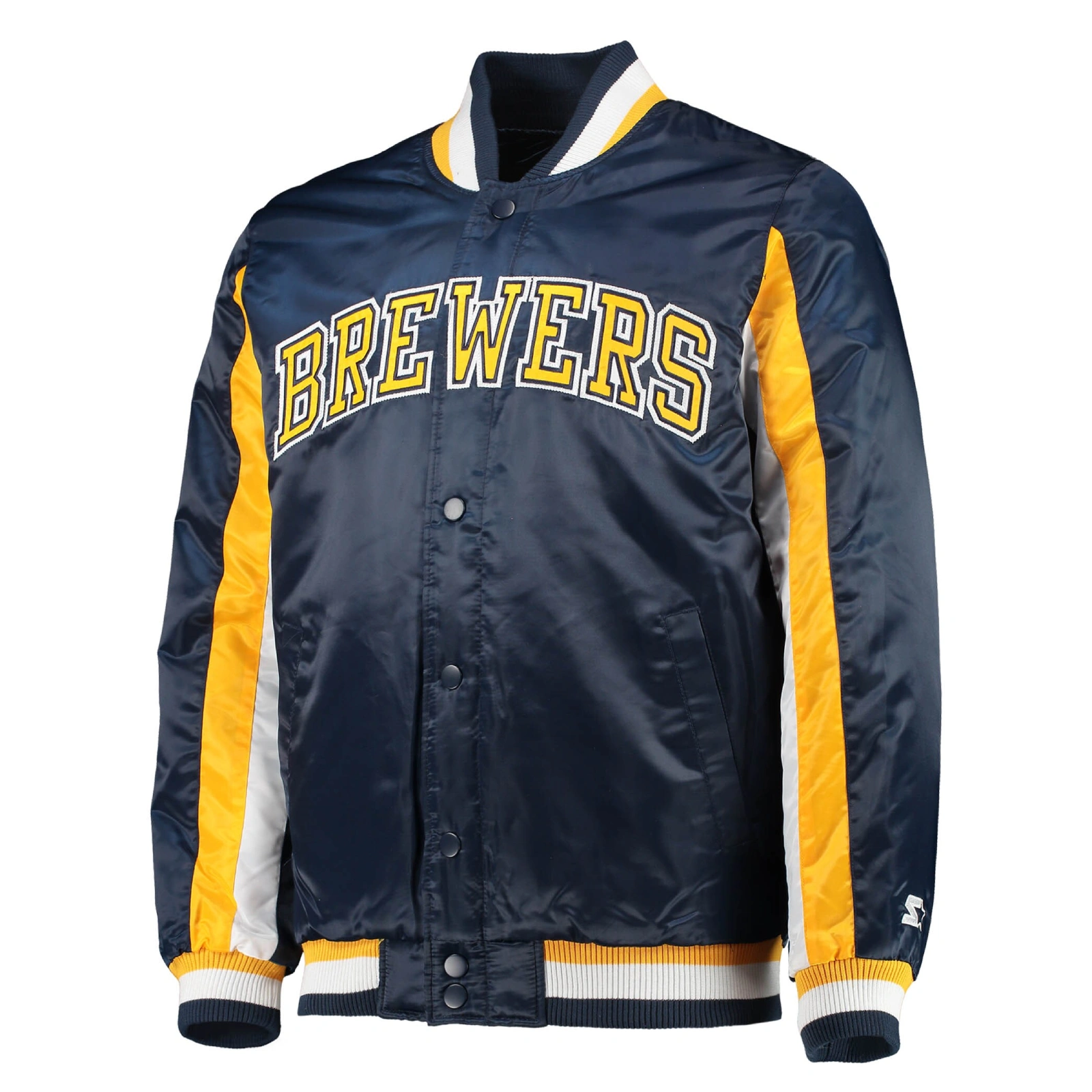 Milwaukee brewers the ace satin varsity jacket navy 1