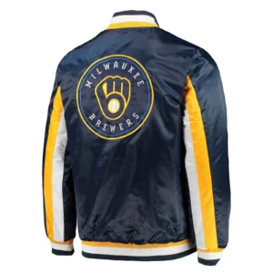 Milwaukee brewers the ace satin varsity jacket navy 2
