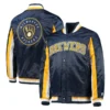 Milwaukee brewers the ace satin varsity jacket navy 4