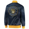 Milwaukee brewers the ambassador satin varsity jacket navy 1