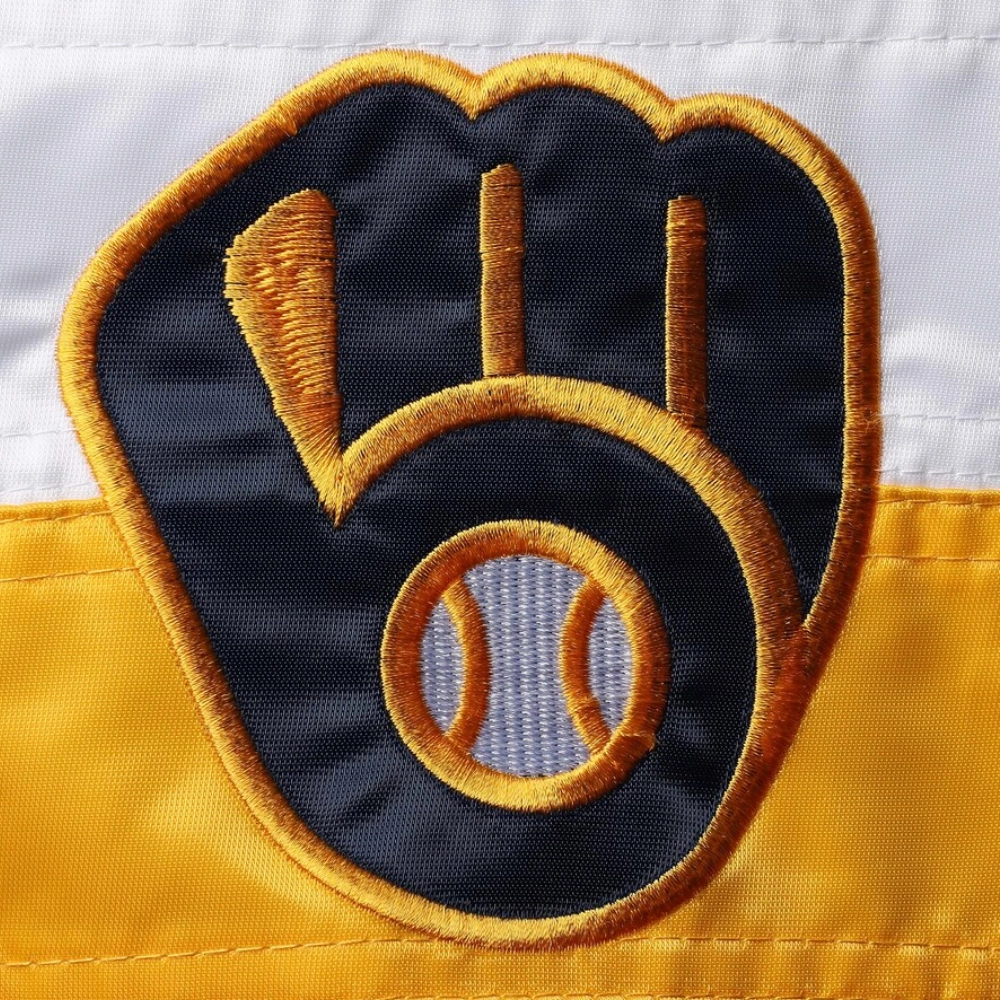 Milwaukee brewers the ambassador satin varsity jacket navy