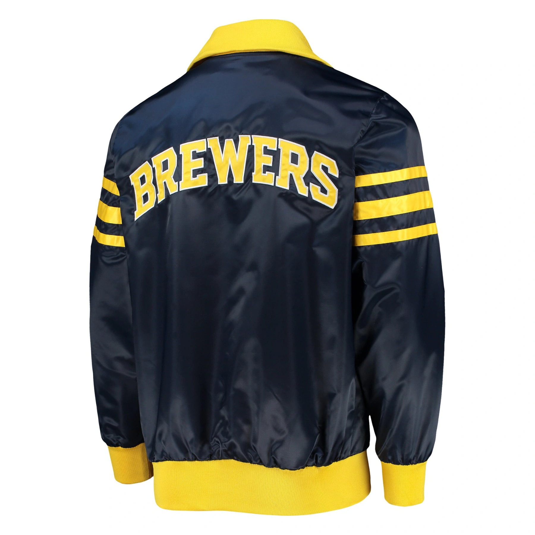 Milwaukee brewers the captain ii satin varsity jacket navy 2