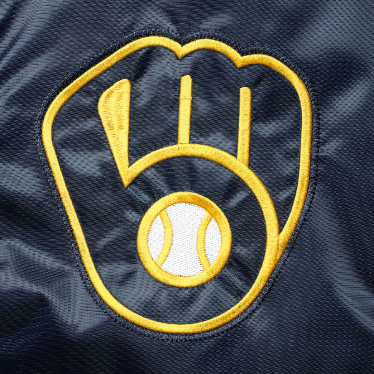 Milwaukee brewers the captain ii satin varsity jacket navy 3