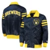 Milwaukee brewers the captain ii satin varsity jacket navy 4