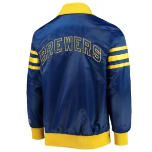 Milwaukee brewers the captain iii satin varsity jacket blue 1