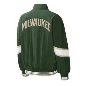 Milwaukee bucks crinkle pinnacle green satin jacket