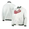 Milwaukee bucks hardwood classics white satin varsity jacket