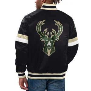 Milwaukee bucks home game satin varsity jacket black