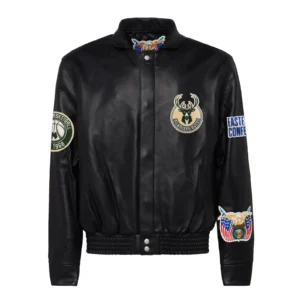 Milwaukee bucks jeff hamilton full leather jacket black 1