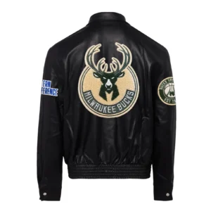 Milwaukee bucks jeff hamilton full leather jacket black 2