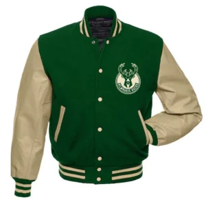 Milwaukee bucks letterman wool leather varsity jacket 1