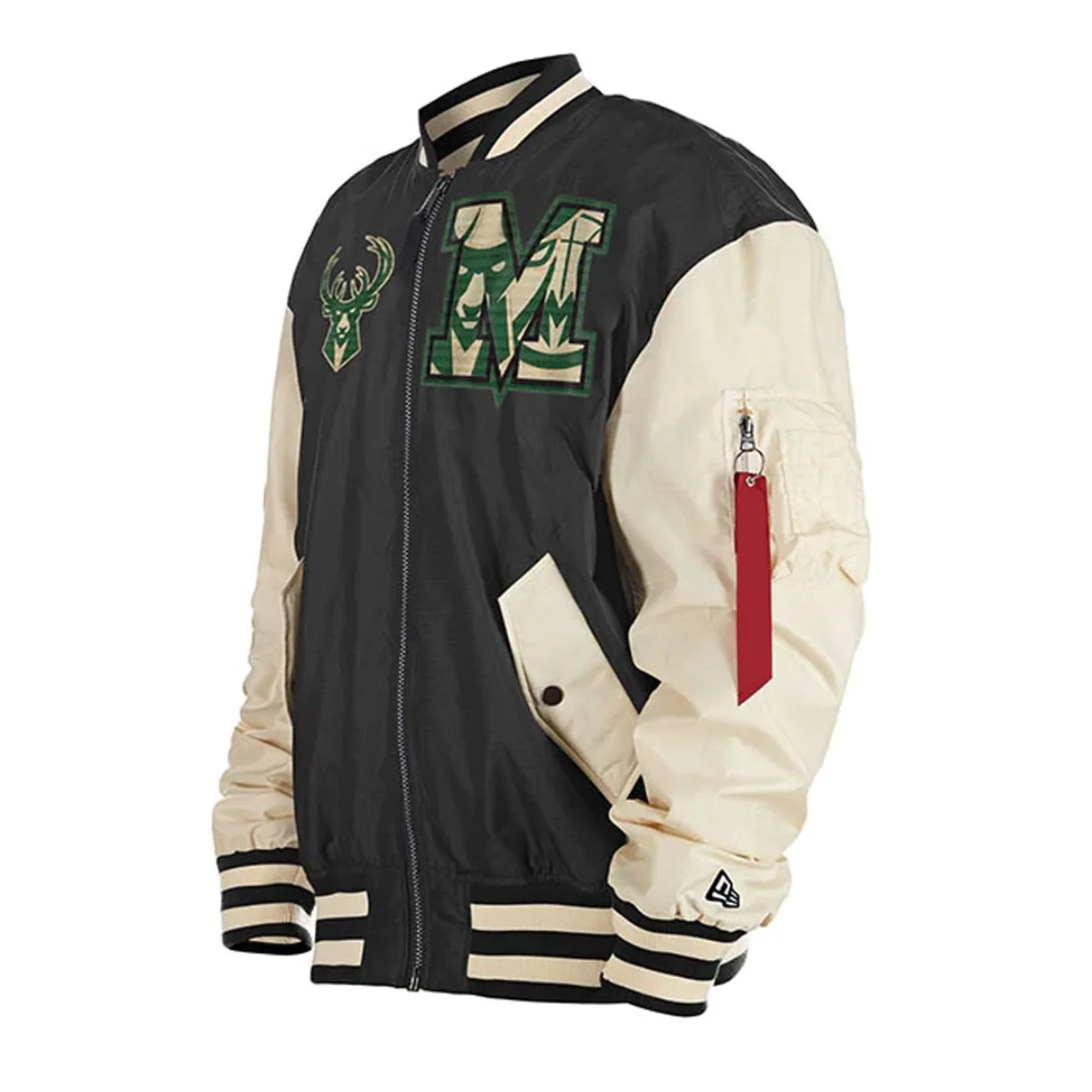 Milwaukee bucks ma 1 full zip black satin jacket