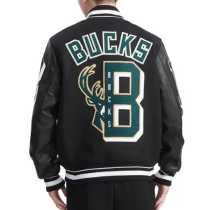 Milwaukee bucks mashup wool leather varsity jacket black 2