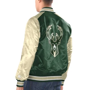 Milwaukee bucks renegade satin varsity jacket green cream 2