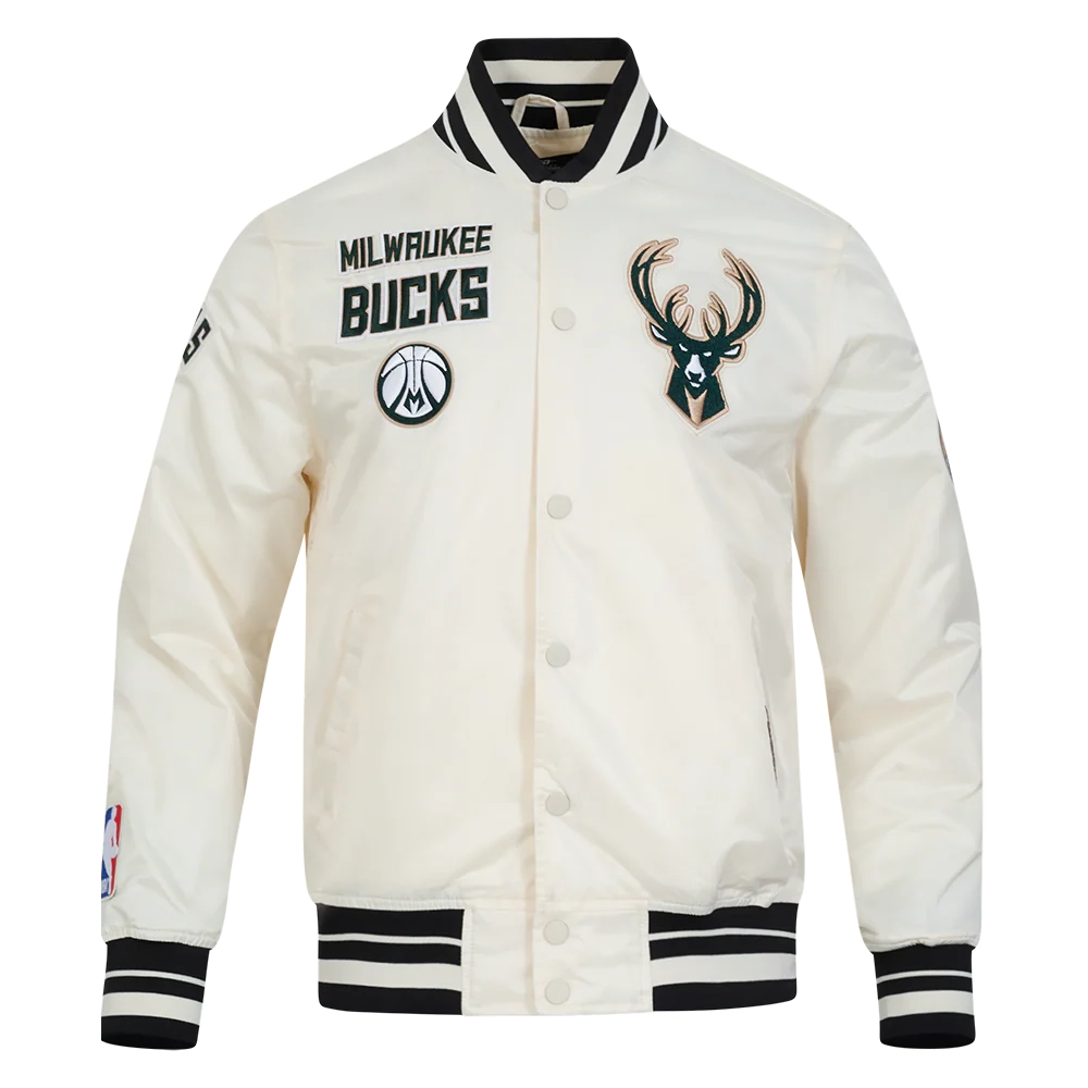 Milwaukee bucks retro classic full snap satin cream jacket