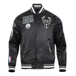 Milwaukee Bucks Retro Classic Full-Snap Black Satin Jacket