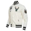 Milwaukee bucks retro classic satin cream jacket