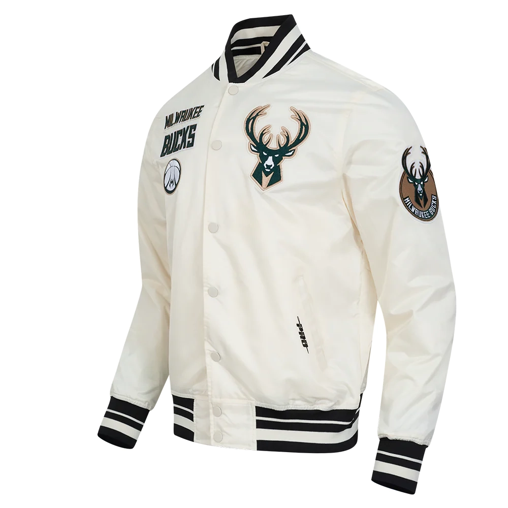 Milwaukee bucks retro classic satin cream jacket