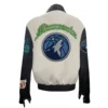 Minnesota timberwolve wool leather varsity jacket white black 1 1