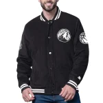 Minnesota Timberwolves Blackout Corduroy Black Varsity Jacket