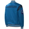 Minnesota timberwolves force play satin varsity jacket blue 1