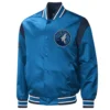 Minnesota timberwolves force play satin varsity jacket blue 2