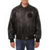 Minnesota timberwolves full leather bomber varsity jacket black 1