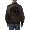 Minnesota timberwolves full leather bomber varsity jacket black 2