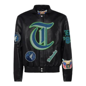 Minnesota timberwolves jeff hamilton full leather jacket black 1
