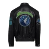 Minnesota timberwolves jeff hamilton full leather jacket black 2