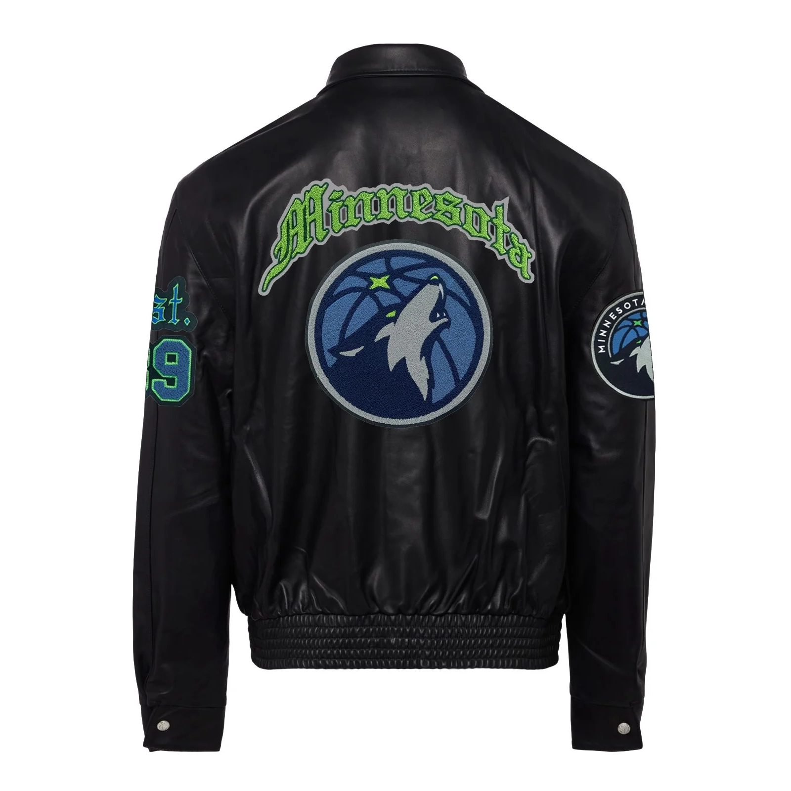 Minnesota timberwolves jeff hamilton full leather jacket black 2