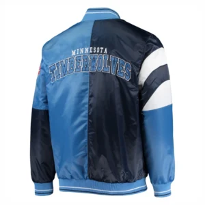 Minnesota timberwolves leader satin varsity jacket navyblue 3