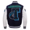 Minnesota timberwolves pro standard mashup wool and leather varsity jacket 4