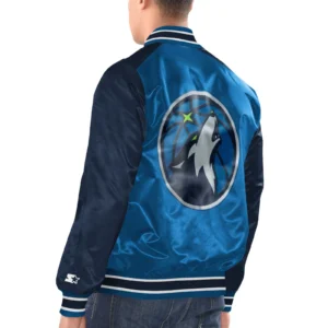 Minnesota timberwolves renegade satin varsity jacket blue navy 2