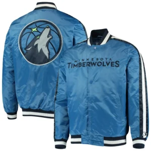 Minnesota timberwolves the offensive satin varsity jacket blue 3