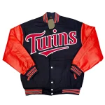 Minnesota Twins Letterman Black Wool/Leather Jacket