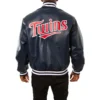 Minnesota twins full real leather varsity jacket navy 2