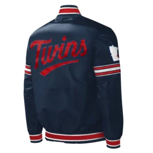 Minnesota twins midfield full snap satin varsity jacket navy 3