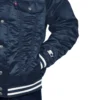 Minnesota twins silver tab satin trucker varsity navy jacket 2 1