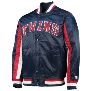 Minnesota twins the ace satin varsity jacket navy 1