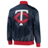 Minnesota twins the ambassador satin varsity jacket navy 1