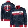Minnesota twins the ambassador satin varsity jacket navy 3
