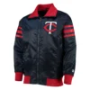 Minnesota twins the captain ii satin varsity jacket navy 1
