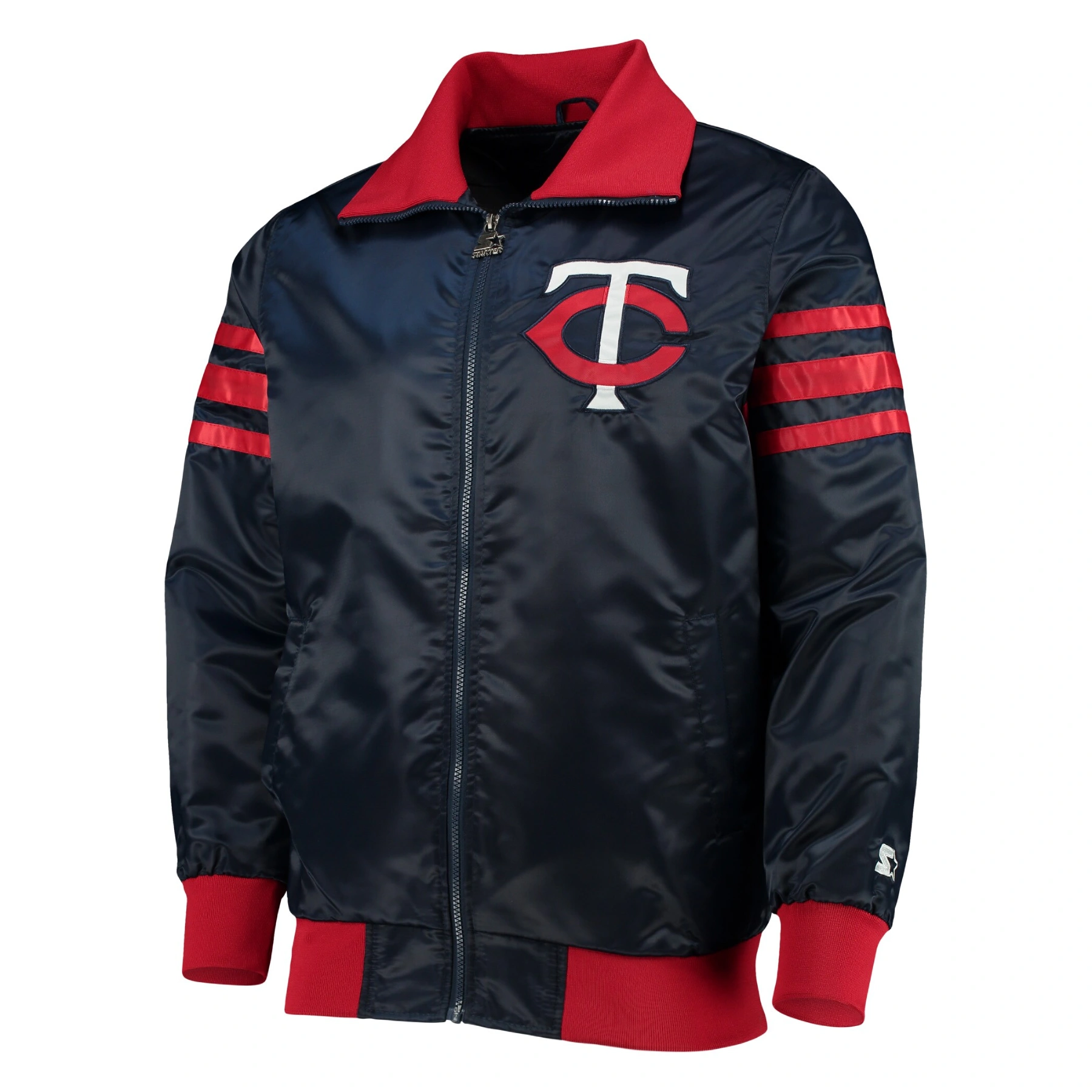 Minnesota twins the captain ii satin varsity jacket navy 1
