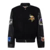 Minnesota vikings jeff hamilton wool leather varsity jacket black 1