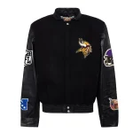 Minnesota Vikings Black Wool/Leather Jacket