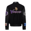 Minnesota vikings jeff hamilton wool leather varsity jacket black 2